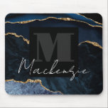 Big Bold Monogram Blue Agate Mousepad Musmatta<br><div class="desc">Big Bold Monogram personlig mousserande.</div>