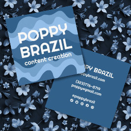 BIG BOLD RETRO Curvy Vågigt Rand Coola Blue Fyrkantigt Visitkort