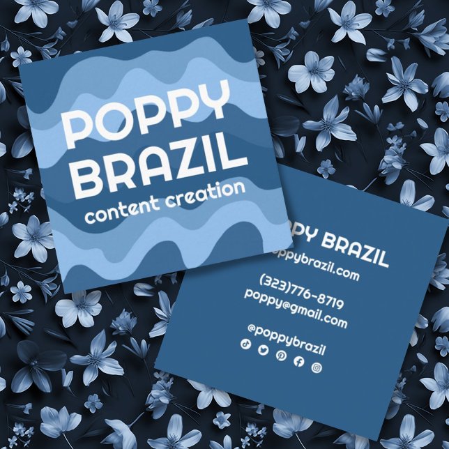 BIG BOLD RETRO Curvy Vågigt Rand Coola Blue Fyrkantigt Visitkort (Skapare uppladdad)