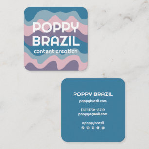BIG BOLD RETRO Curvy Vågigt Rand Mjuk Rosa Blue Fyrkantigt Visitkort