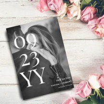 Big Bold Script Save Date Photo Card