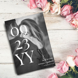 Big Bold Script Save Date Photo Card Spara Datumet