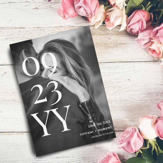 Big Bold Script Save Date Photo Card Spara Datumet (Skapare uppladdad)