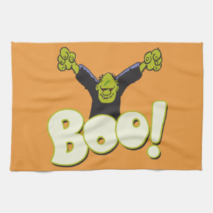 Big BOO - Frankenstein Monster Halloween Orange Kökshandduk