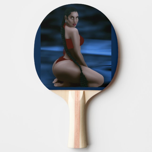 BIG BOOTY BRUNETTE BEACH GIRL PING PONG PADDLE PINGISRACKET (Framsidan)