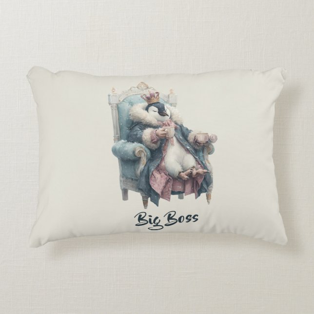 Big Boss Winter Penguin Design Prydnadskudde (Framsidan)