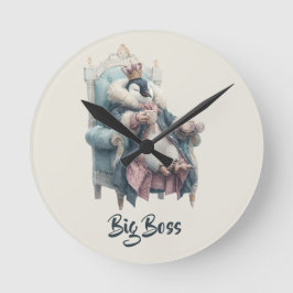 Big Boss Winter Penguin Design Rund Klocka