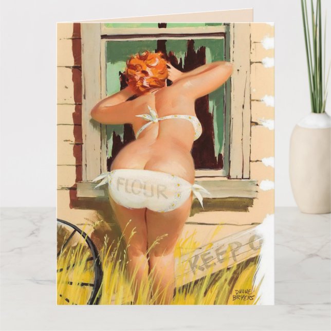 BIG BOTTOMED WOMAN ART PEEY TO SAY HEJ KORT (Framsida)