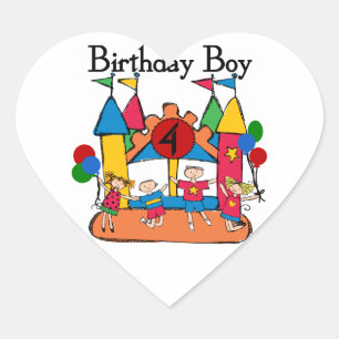 Big BounBoy 4e födelsedagen Tshirts och Gifts Hjärtformat Klistermärke