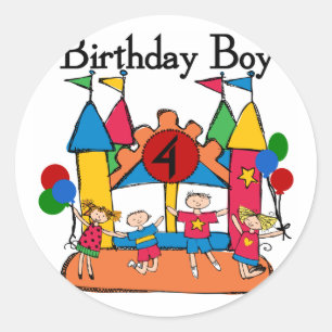 Big BounBoy 4e födelsedagen Tshirts och Gifts Runt Klistermärke