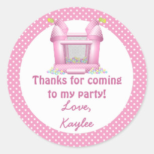 Big Bouncy Bouni House Birthday Tack Sticker Runt Klistermärke