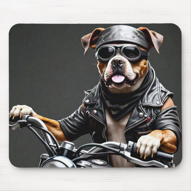 Big Boxer-Hund på motorcykel Musmatta (Framsidan)