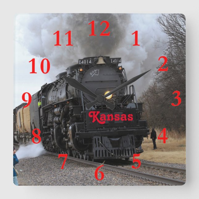 Big Boy 4014 Black Varg Kansas Fyrkantig Klocka (Framsida)