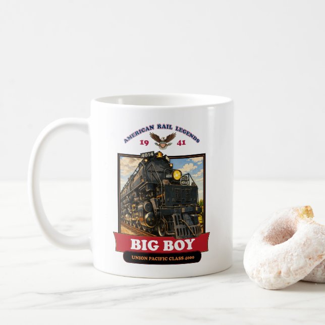 Big Boy 4014 Steam Locomotive Retro Illustration Kaffemugg (Med munk)