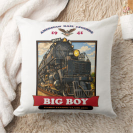 Big Boy 4014 Steam Locomotive Retro Illustration Kudde