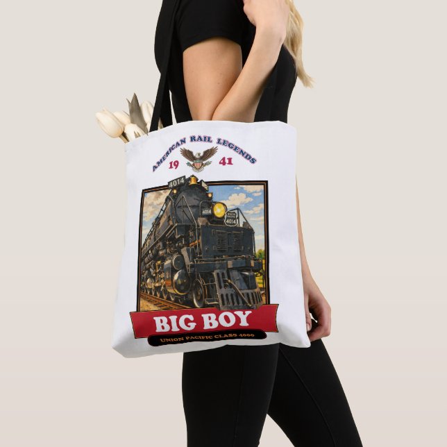 Big Boy 4014 Steam Locomotive Retro Illustration Tygkasse (Närbild)