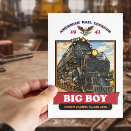 Big Boy 4014 Steam Locomotive Retro Illustration Vykort