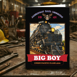Big Boy 4014 Steam Locomotive Vintage Illustration Tack Kort