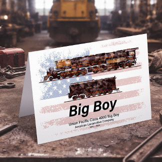 Big Boy Vintage Steam Tåg American Locomotive Tack Kort