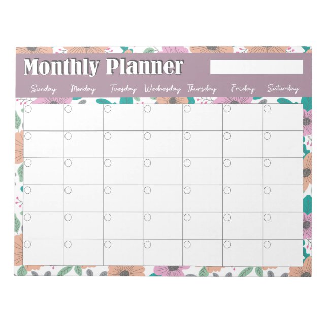 Big Bright Flowers Monthly Planner Anteckningsblock (Framsida)