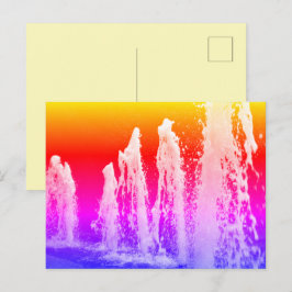 Big Bright Gushing Vatten Fontän Colorful Vykort