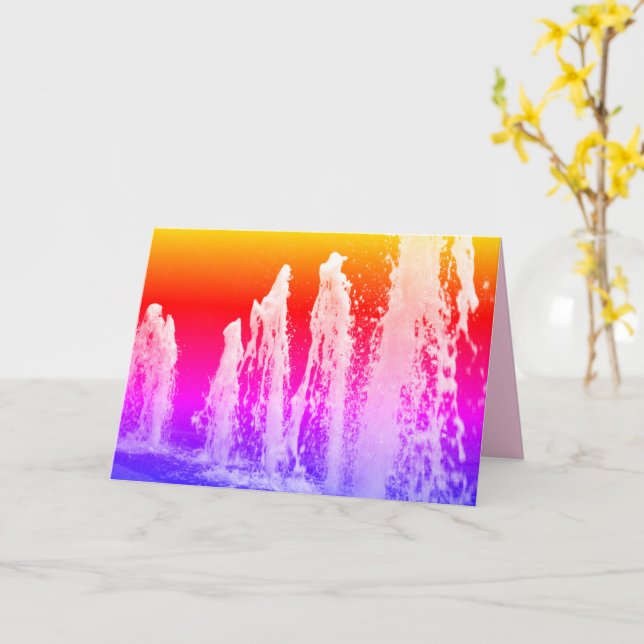 Big Bright Gushing Vatten Fontän färgkort Kort (Gul blomma)