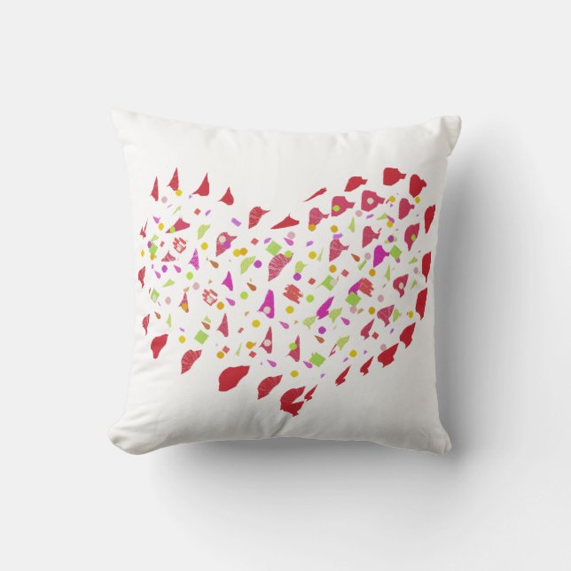 Big Bright Red Heart Kärlek Cushion Pillow Kudde (Framsida)
