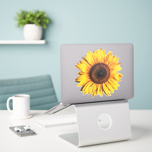 Big Bright Solros Flower Gult Art Sticker Klistermärken