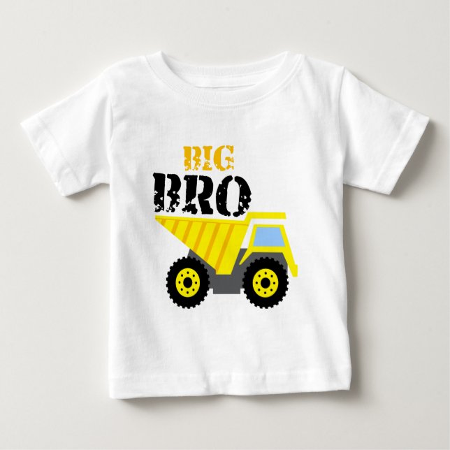 Big Bro Construction Gul Dumper Lastbil T Shirt (Framsida)