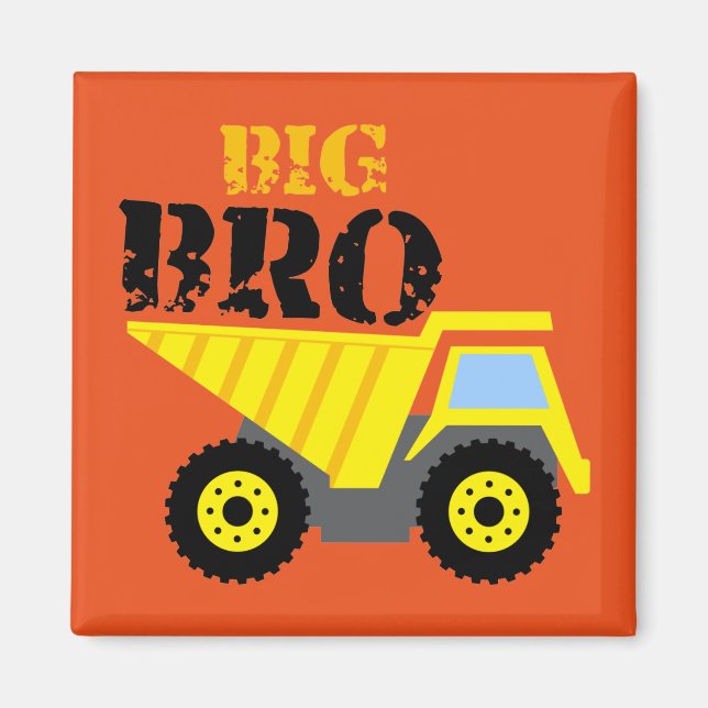 Big Bro Construction Gult Lastbil Magnet (Framsidan)