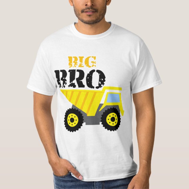 Big Bro Construction Gult Lastbil T Shirt (Framsida)