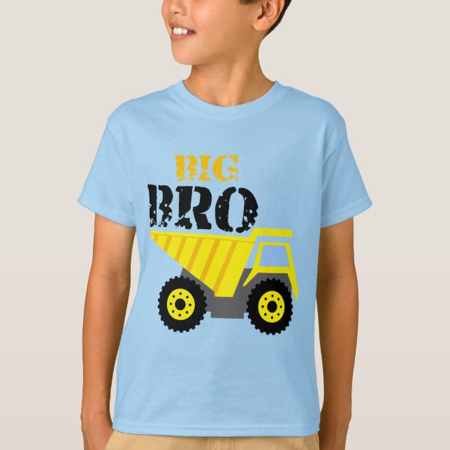 Big Bro Construction Gult Lastbil T Shirt (Framsida)