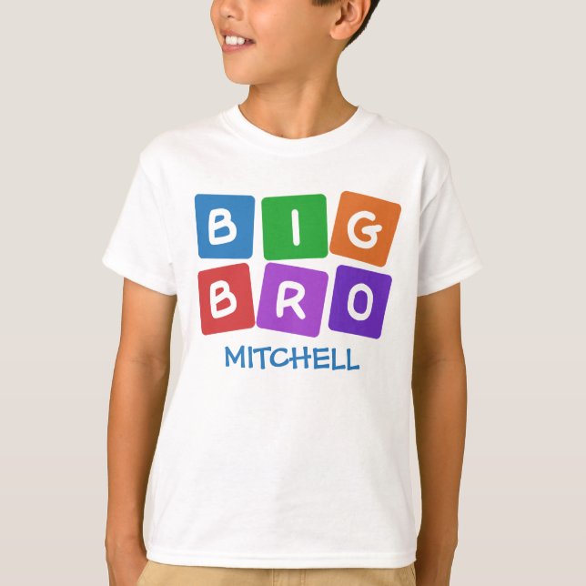 Big Bro CUSTOM NAME-kläder Tee Shirt (Framsida)