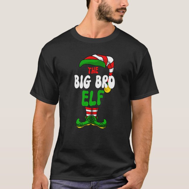Big Bro Elf Pajama Matching Group jul Holida T Shirt (Framsida)