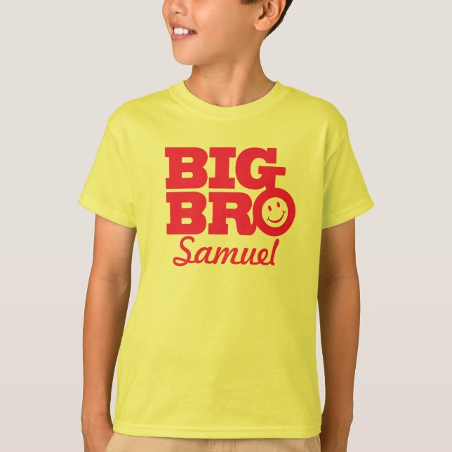 Big bro namn red gult-killar t-shirt (Framsida)