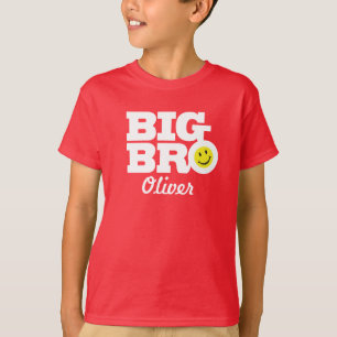 Big bro namn vit på röda barn t-shirt