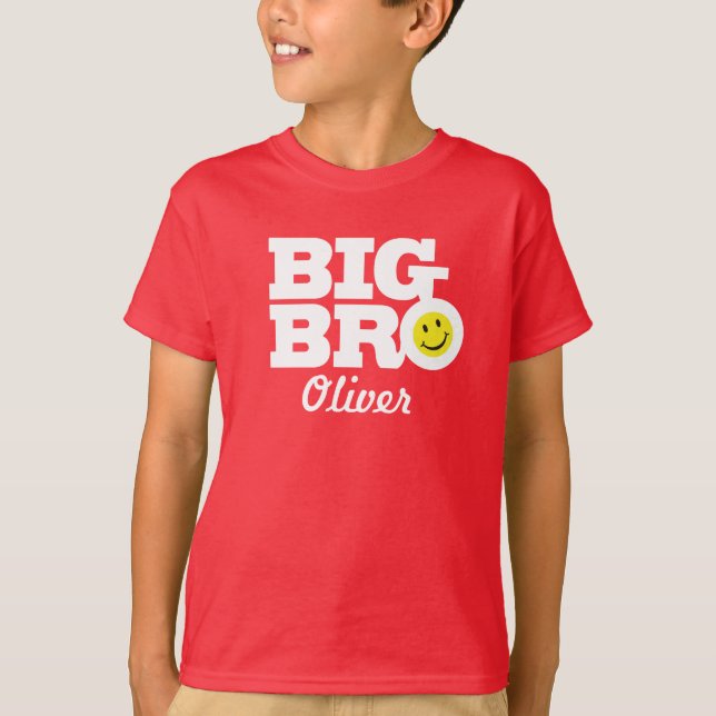 Big bro namn vit på röda barn t-shirt (Framsida)