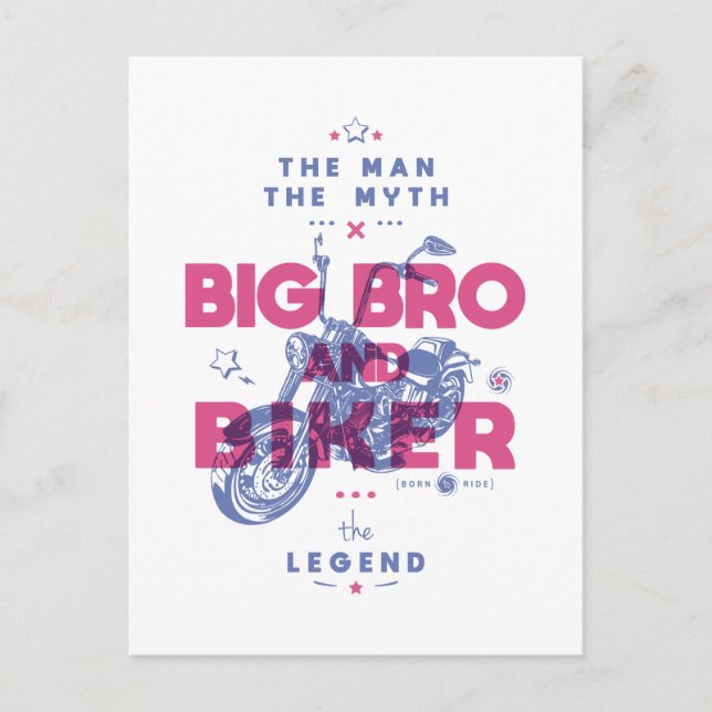 Big bro och biker mannen myten i legenden vykort (Framsida)