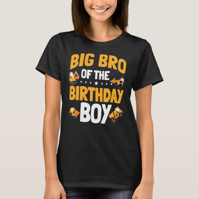 Big Bro of the Birthday Boy Construction Worker Bd T Shirt (Framsida)