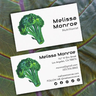 Big Broccoli Watercolor Healthy Chef Social Icons Visitkort