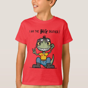 BIG bror Lycklig Grönt Dinosaur Tecknad Red T Shirt