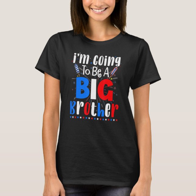 Big Brother 4th Of July Pregnancy Gender Reveal Fi T Shirt (Framsida)