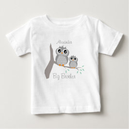 Big brother adjustable name with cute owls t shirt