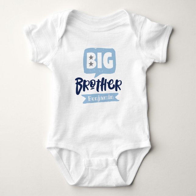 Big Brother Baby-meddelande Namn & Monogram Baby T Shirt (Framsida)