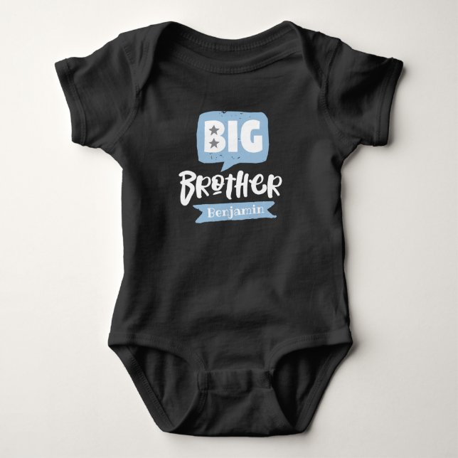 Big Brother Baby-meddelande Namn & Monogram T Shirt (Framsida)