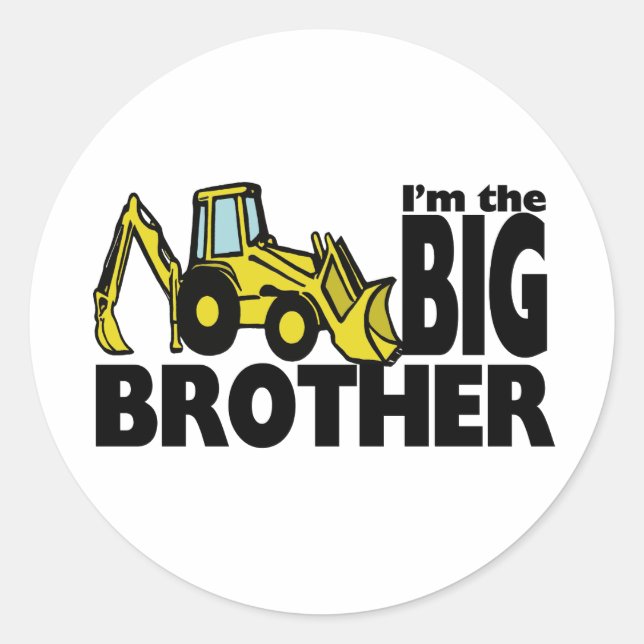 Big Brother Backhoe Runt Klistermärke (Framsida)