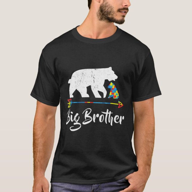 Big Brother Bear Autism Awareness Autism Mamma T Shirt (Framsida)