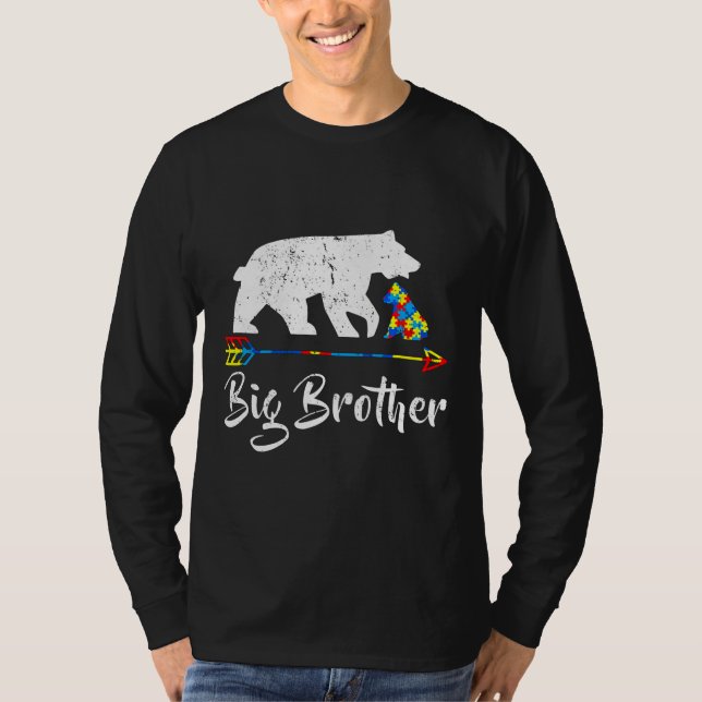 Big Brother Bear Autism Awareness Autism Mamma T Shirt (Framsida)