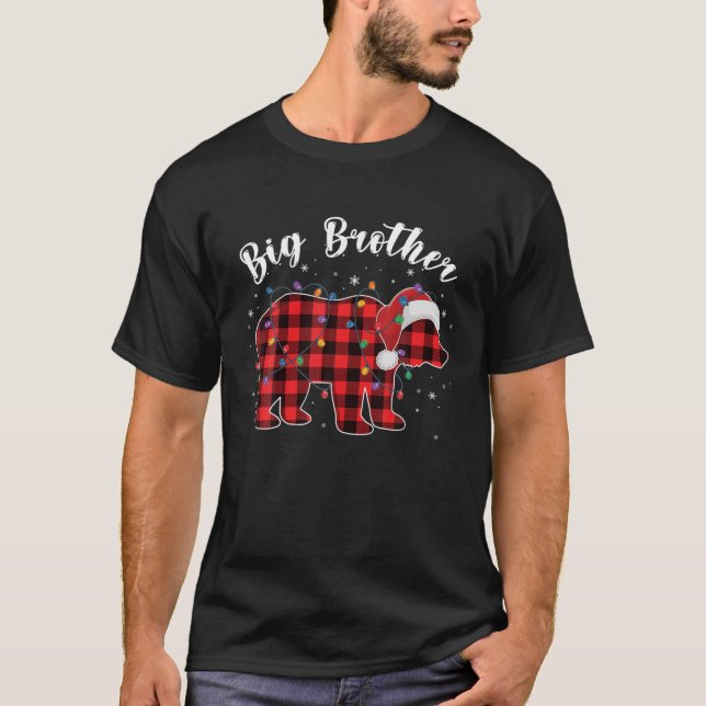 Big Brother Bear Buffalo Red Play Family Christma T Shirt (Framsida)