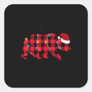 Big Brother Bear Buffalo Red Play Ljus Christma Fyrkantigt Klistermärke